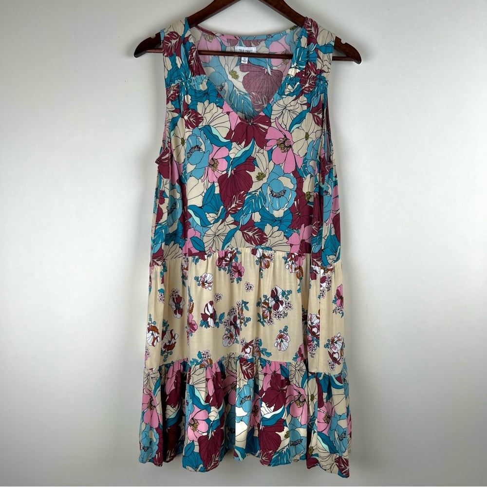 True Craft Sleeveless Floral Tiered Sundress Women Size 0X Summer V- Neck 0112